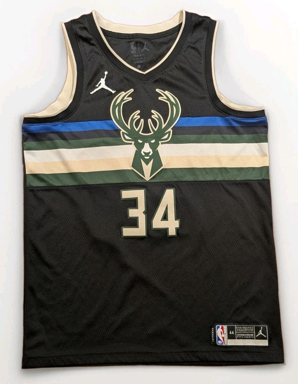 Giannis Antetokounmpo Milwaukee Bucks Nike Jordan Swingman Jersey Sz 44 M NBA